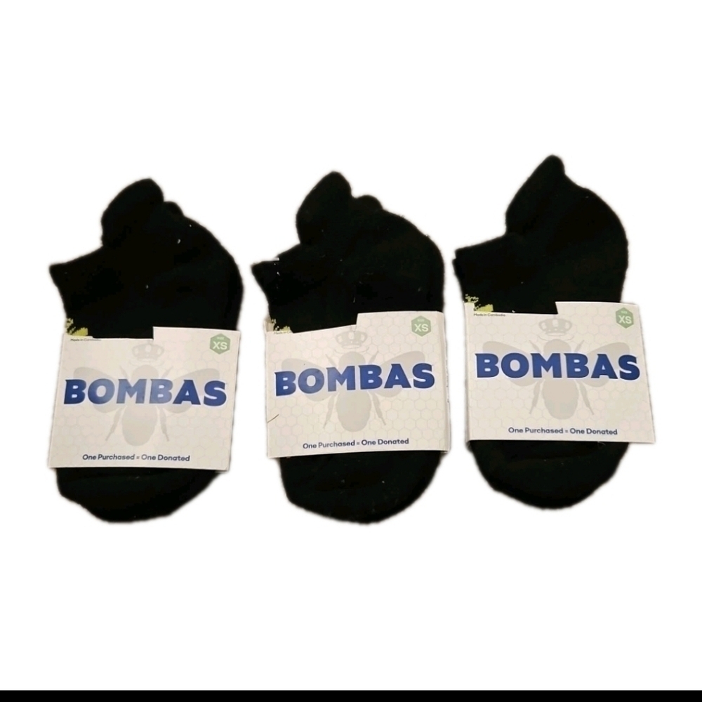 Bombas Womens Black Ankle Cushioned Comfort Performance Socks XS LOT OF 3
